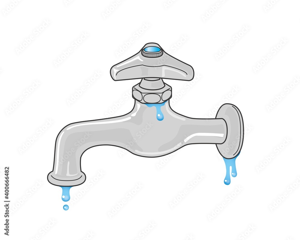 Fototapete 蛇口 イラスト 横向き 単水栓 水漏れ ポタポタ Unity Design