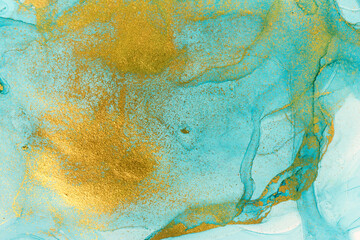  Alcohol ink blue transparent background. Ocean style watercolor drops texture.