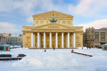 Wall Mural - View on Bolshoi Theatre in Moscow at winter day, Russia