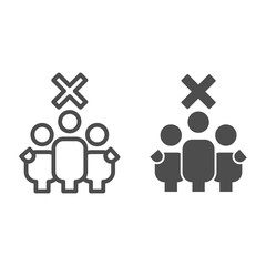 Poster - Three person and ban line and solid icon, social distancing concept, No three people group sign on white background, ban on gathering icon in outline style for mobile and web design. Vector graphics.