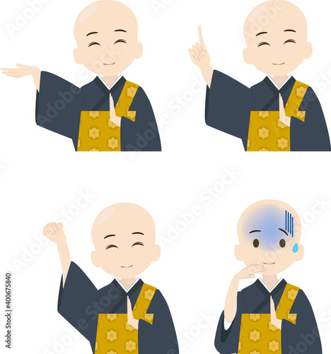 可愛いお坊さんの表情 ポーズ上半身イラスト Abbot Wall Mural Abb Foolchico