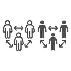 Poster - Social distance in group line and solid icon, social distancing concept, Coronavirus epidemic protective sign on white background, distance between three people icon in outline style. Vector graphics.