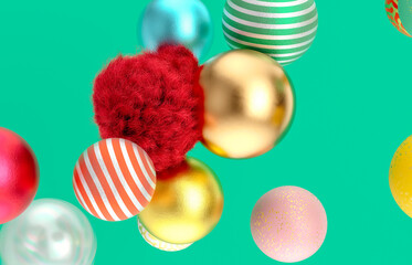 Poster - Abstract holiday background with fancy geometric balloons. 3d render.