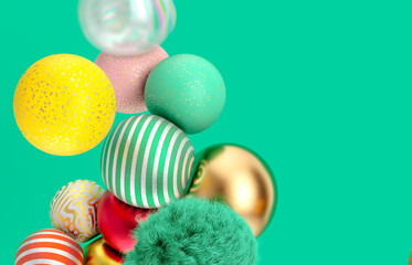 Aufkleber - Abstract holiday background with fancy geometric balloons. 3d render.