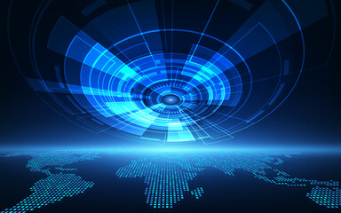 Poster - vector abstract futuristic circuit board global system, illustration high digital technology blue co