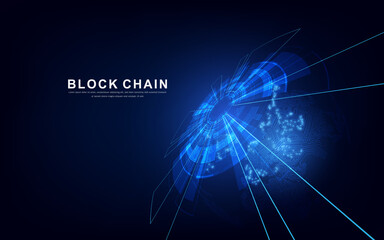 Poster - Blockchain technology with global connection concept suitable for financial investment or crypto currency trends business