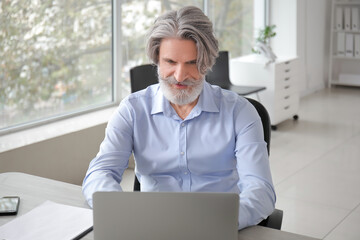 Canvas Print - Senior businessman working in office