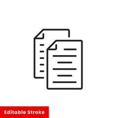 Poster - line icon style. contract records icon. copy paste document symbol. Paper sheet folder, resume, agreements, form message business element. vector illustration. Editable stroke EPS 10