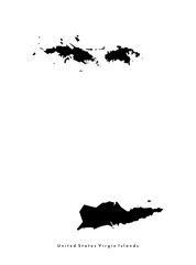 Poster - Vector isolated simplified illustration icon with black silhouette of United States Virgin Islands (american) map. White background