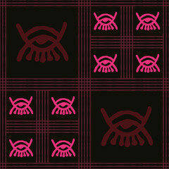 Seamless vector authentic fabric pattern with african adinkra symbols for your project