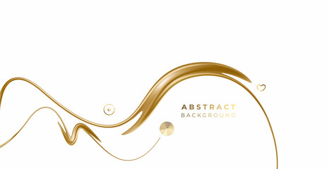 Wall Mural - Abstract gold color wave line pattern design and background. Use for modern design, cover, poster, template, brochure, decorated, flyer, banner.