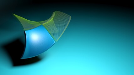 Poster - Abstract background with waving colored squares over a blue gradient surface - 3D rendering illustration