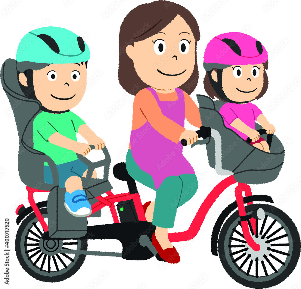 電動自転車に乗るママのイラスト Bicicletas Cuadros Canvas 電動自転車に乗るママのイラスト Bicicletas Cuadros Canvas