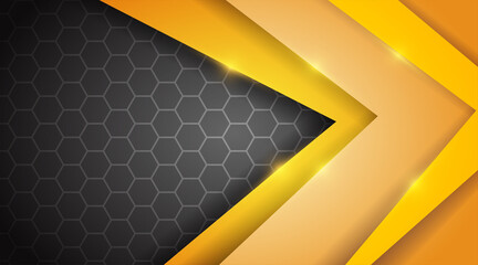 Wall Mural - abstract vector. yellow geometric background overlapping black hexagon layer