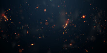 Sparks Fly Up Glowing Particles On A Black Background And With Flames