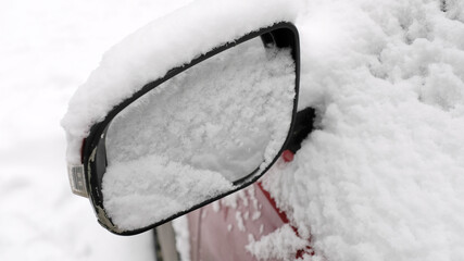 Poster - car in the snow close up. frozen car