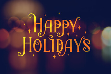 Poster - happy holidays vector card with golden lettering