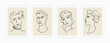 © Екатерина Заносиенко - Abstract poster set. Matisse inspired hand drawn portraits, contemporary art for print wall decor mid-century style. Creative vector illustration