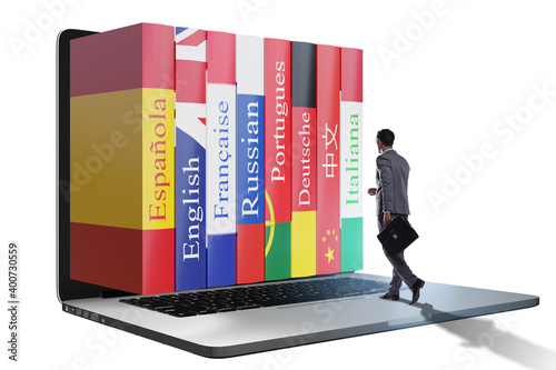 Online language learning with businessman Canvas