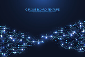 Circuit board technology background with hi-tech digital data connection system. Abstract computer electronic desing background. Motherboard hi-tech, science, futuristic technology vector illustration