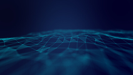 Poster - abstract geometric blue connections background. artificial intelligence tech medical concept. networ