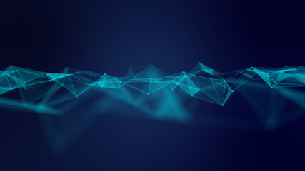 Poster - abstract geometric blue connections background. artificial intelligence tech medical concept. networ