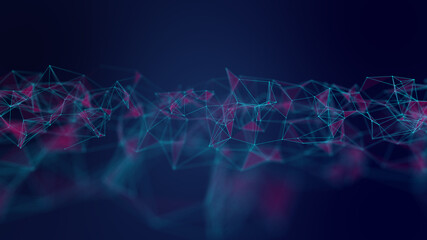Poster - abstract geometric blue connections background. artificial intelligence tech medical concept. networ