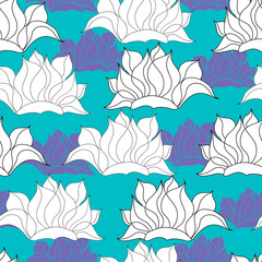 Sticker - Seamless pattern with flowers. Hand drawn floral background. Artwork for textiles, fabrics, souvenirs, packaging and greeting cards.