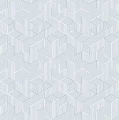 Wall Mural - Seamless isometric lines geometric pattern, 3D cubes vector tiling background, architecture and construction, wallpaper design.