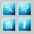 © vector_v - Set line Lightning bolt, Icicle, Weather forecast and Meteorology thermometer icon. Vector.