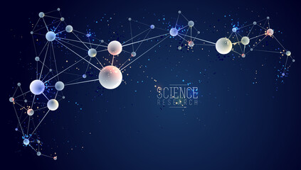  Molecules vector illustration, science chemistry and physics theme abstract background, micro and nano science and technology theme, atoms and microscopic particles.