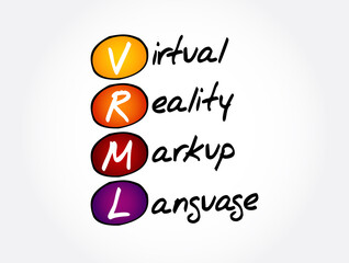 Poster - VRML - Virtual Reality Markup Language acronym, technology concept background