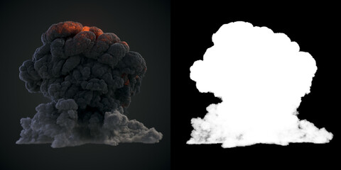 Aufkleber - Highly realistic fire explosions with dark smoke and alpha matte 3d rendering