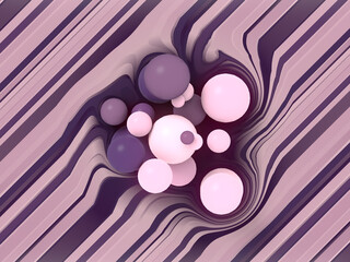 Aufkleber - Group of balls on a striped distorted surface. Abstract cover design. 3d rendering illustration. Modern design element