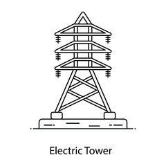 
Electric tower flat outline icon, transmission tower 
