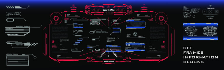 Poster - gaming futuristic user interface with set of elements for hud, gui, ui screen. high-tech video game 