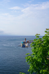 Canvas Print - Seascape with a view of the boat parking lot of Vladivostok