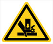 Sign warning hand crush force from above.