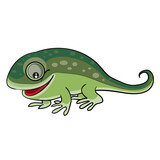 Fototapeta Dinusie - cute green chameleon character, cartoon illustration, isolated object on white background, vector illustration,