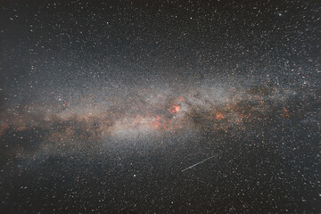 Wall Mural - photo of the milky way with a passing meteor. space photography.
