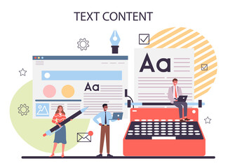 Poster - website text content concept set. idea of digital strategy and content