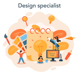 Poster - graphic designer or digital illustrator concept. picture on the device