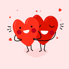 Wall Mural - red heart couple for invitation card, valentine's day. happy valentine's day, love, hearts. beautifu