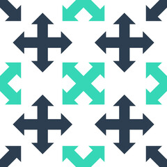 Fototapete - Green Arrows in four directions icon isolated seamless pattern on white background. Vector.