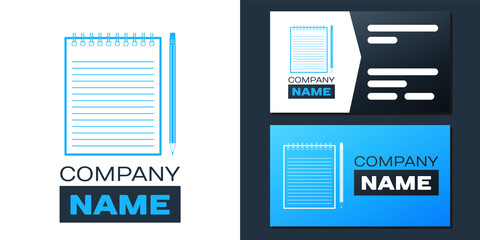 Poster - Logotype Blank notebook and pencil with eraser icon isolated on white background. Logo design template element. Vector.