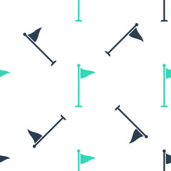Poster - green golf flag icon isolated seamless pattern on white background. golf equipment or accessory. vec