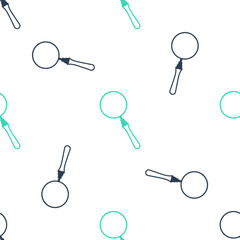 Poster - Green Magnifying glass icon isolated seamless pattern on white background. Search, focus, zoom, business symbol. Vector.