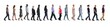 © Curto - large group of mixed people walking on white background