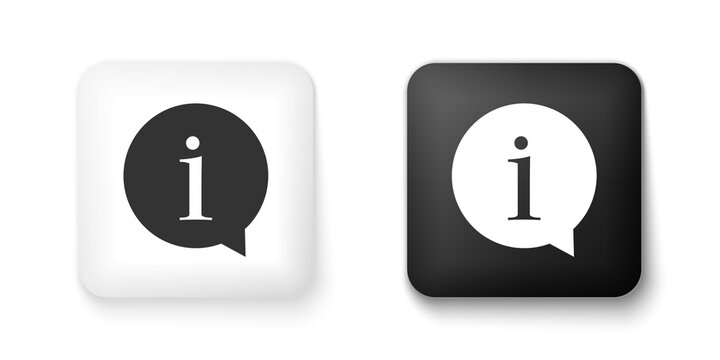 Black and white Information icon isolated on white background. Square button. Vector.