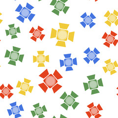Poster - Color Movie spotlight icon isolated seamless pattern on white background. Light Effect. Scene, Studio, Show. Vector.